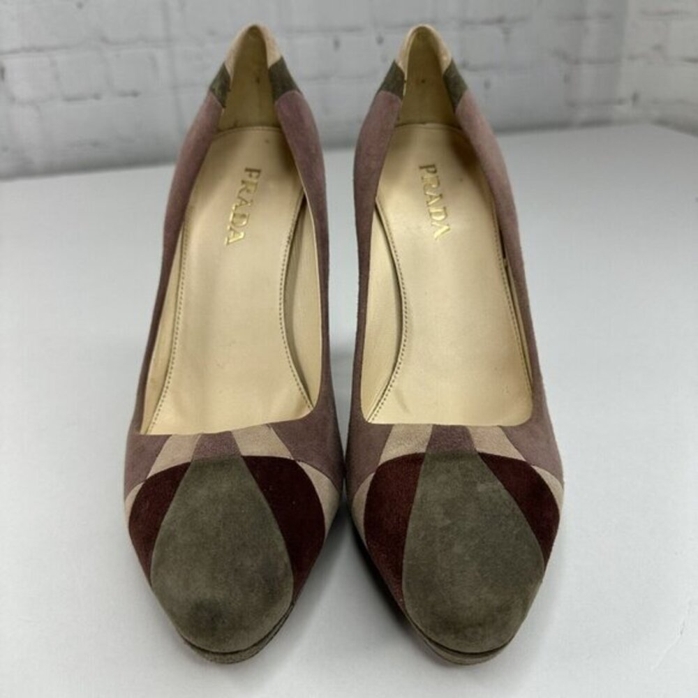 Prada Women's Lampone Grafite Calzature Donna Camoscio Grafic Pumps EU 37.5/US 7